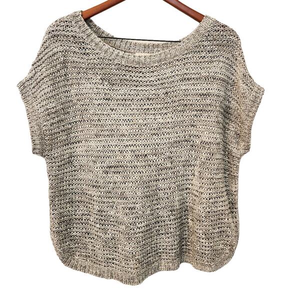 Eileen Fisher Women's Loose Knit Short Sleeve Sweater Gray White Size S - Picture 1 of 8